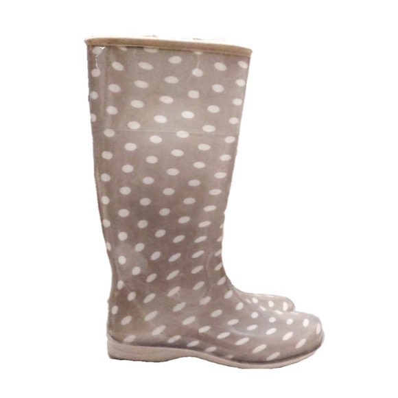 New! Itasca Womens 10M Gray Polka Dot Tall Rain Boots - Picture 6 of 8